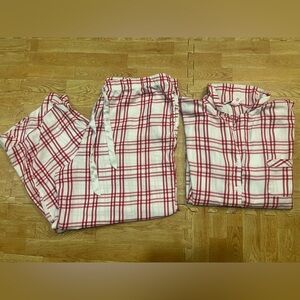 Victoria's Secret White and Red Plaid Button-Up Top
